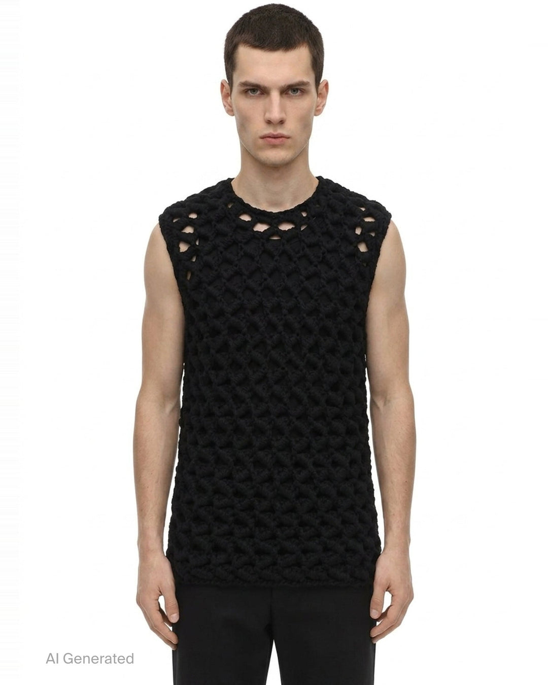 Roving Crochet Knit Vest | Comme des Garçons Homme Plus | Club21 - front