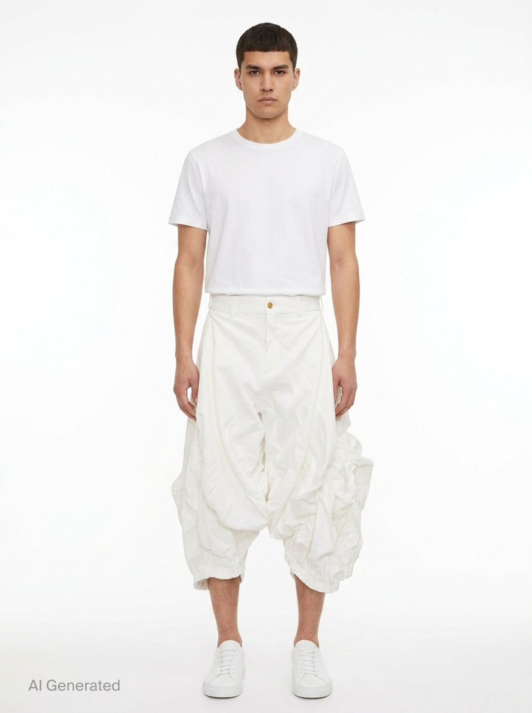 Ruched Voluminous Cropped Pants | Comme des Garçons Homme Plus | Club21 - front