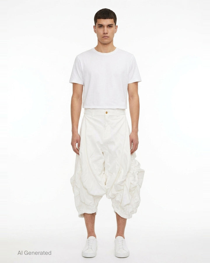Ruched Voluminous Cropped Pants | Comme des Garçons Homme Plus | Club21 - front