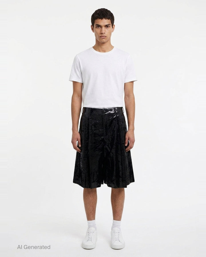 Velvet Pleated Shorts | Comme des Garçons Homme Plus | Club21 - front