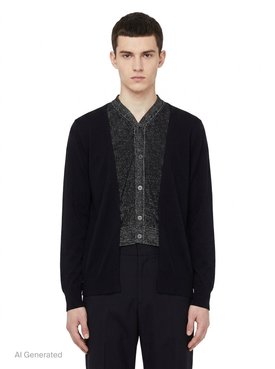 Wool Jersey Contrast Panel Cardigan | Comme des Garçons Homme Plus | Club21 - front