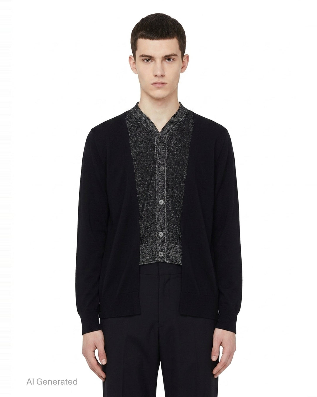 Wool Jersey Contrast Panel Cardigan | Comme des Garçons Homme Plus | Club21 - front