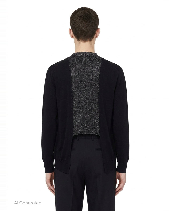 Wool Jersey Contrast Panel Cardigan | Comme des Garçons Homme Plus | Club21 - back