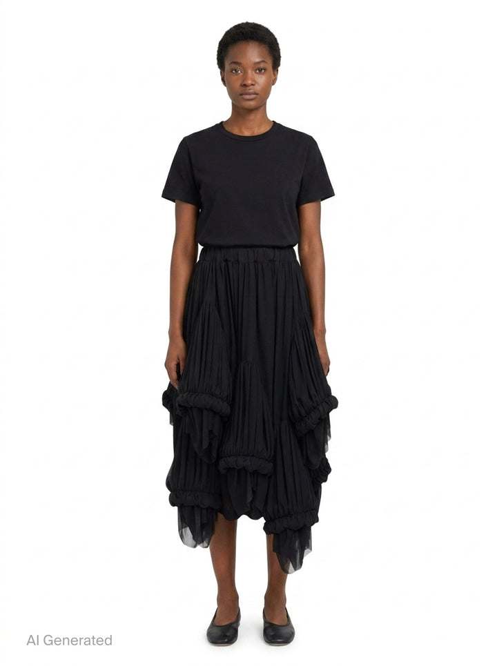 Layered Ruffle Pleated Skirt | Comme des Garçons | Club21 - front