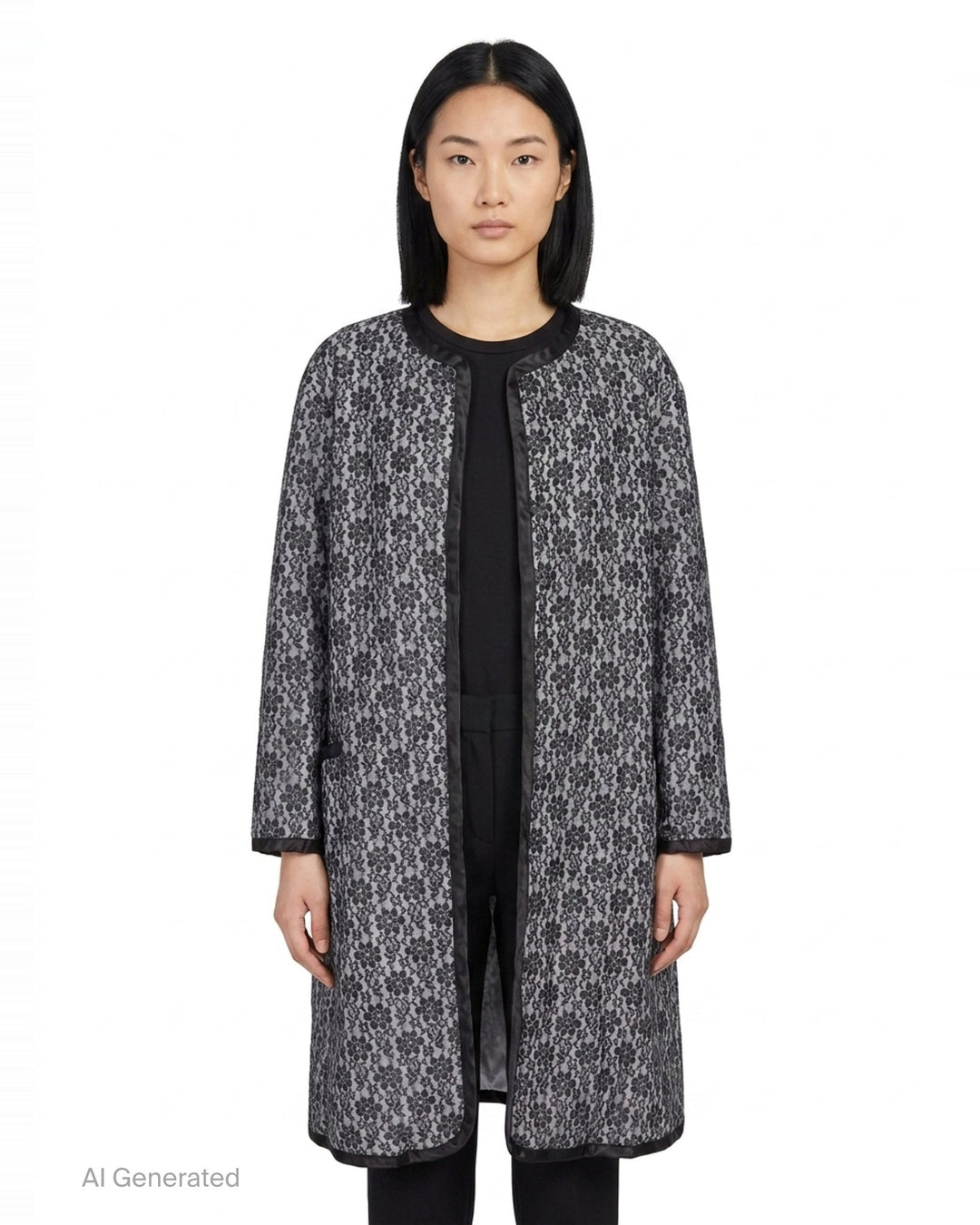 Longline Lace Overlay Coat | Comme des Garçons | Club21 - front