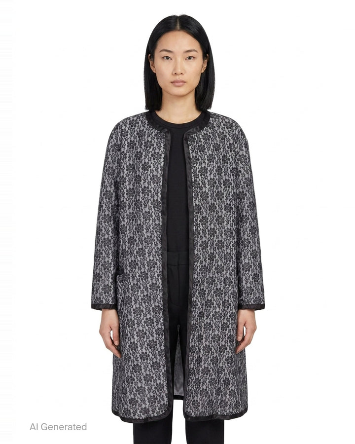 Longline Lace Overlay Coat | Comme des Garçons | Club21 - front