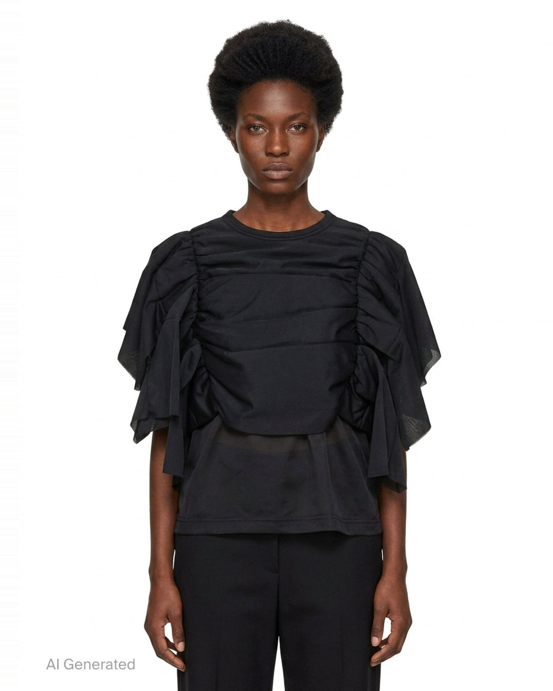 Oversized Layered Gathered Tee | Comme des Garçons | Club21 - front