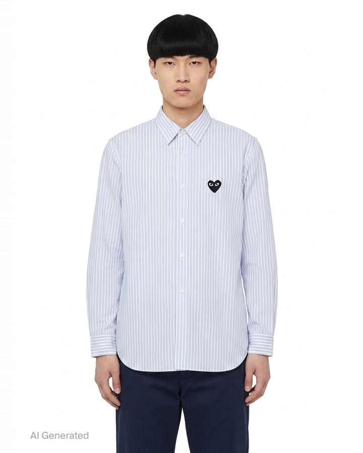 Black Emblem Long Sleeve Shirt | Comme des Garçons PLAY | Club21 - front
