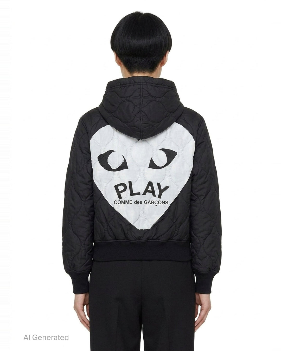 Black Emblem Quilted Hoodie | Comme des Garçons PLAY | Club21 - back