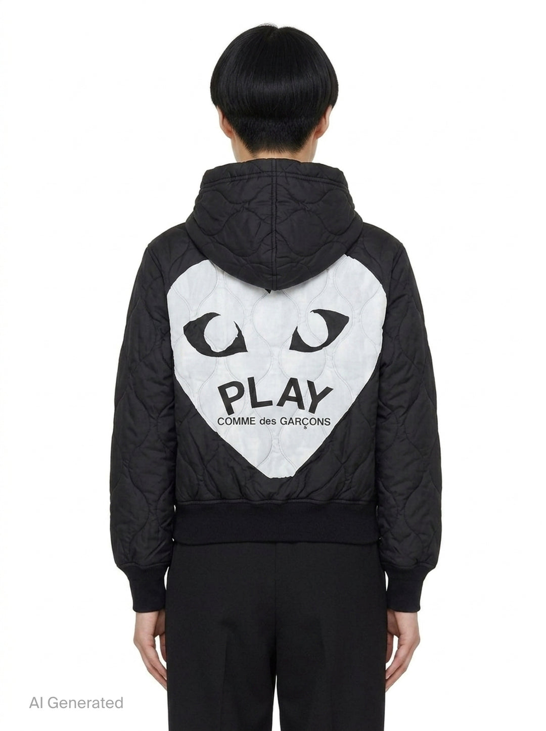 Black Emblem Quilted Hoodie | Comme des Garçons PLAY | Club21 - back