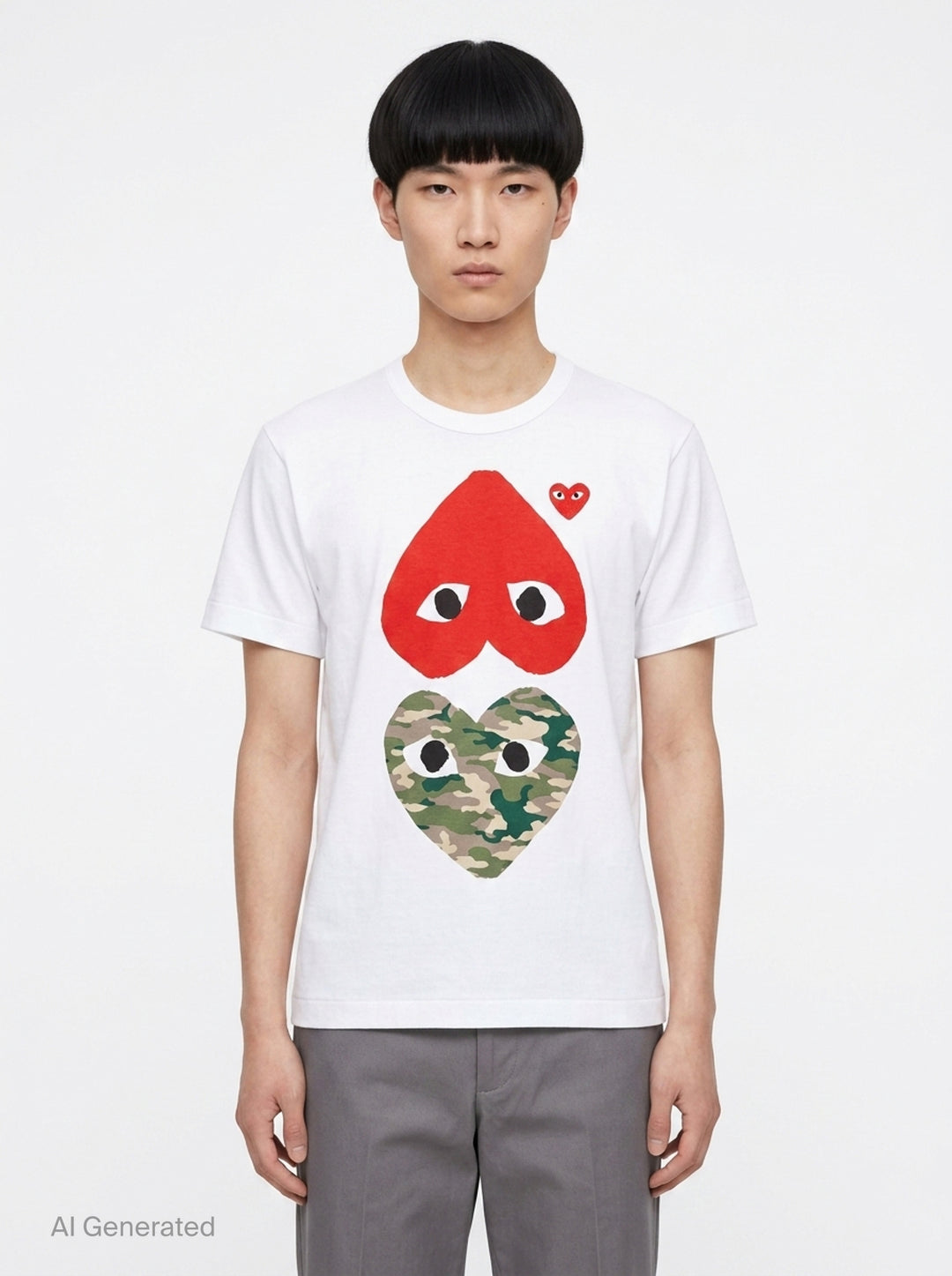 Double Heart Short Sleeve Tee | Comme des Garçons PLAY | Club21 - front