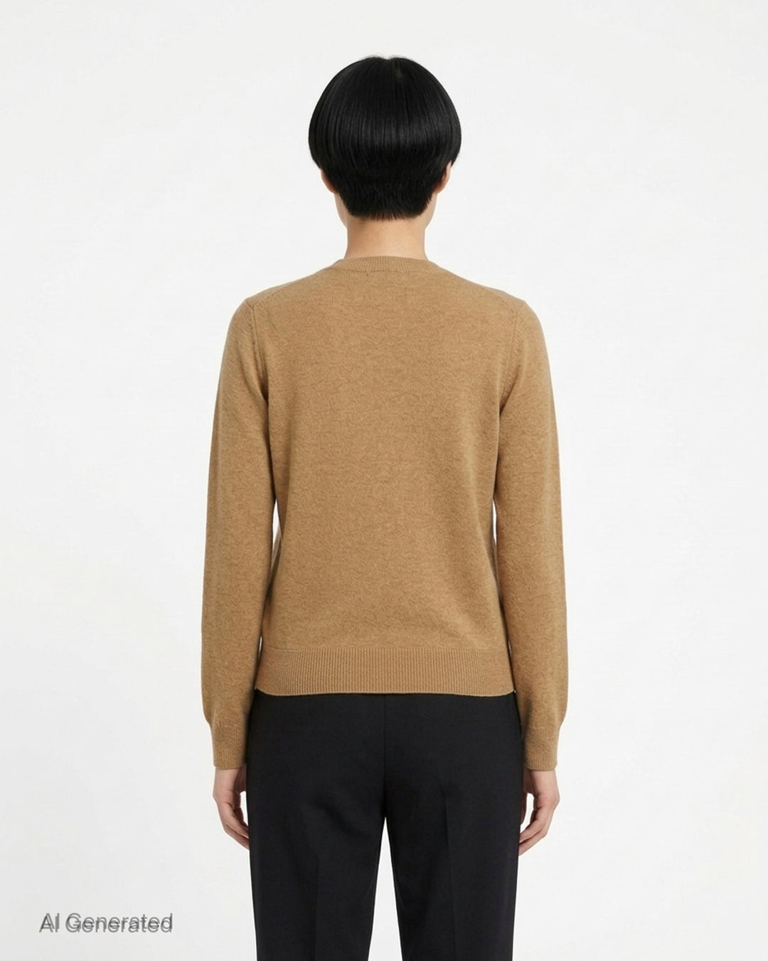 Comme des Garçons PLAY black round neck cardigan with embroidered pink heart emblem patch and button-through front fastening, flat lay view - back