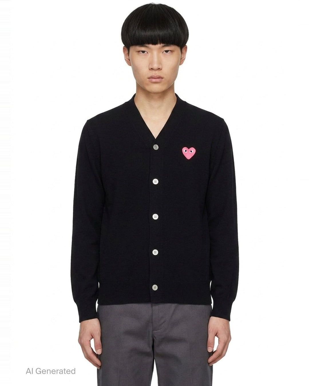 Pink Emblem V-Neck Cardigan | Comme des Garçons PLAY | Club21 - front