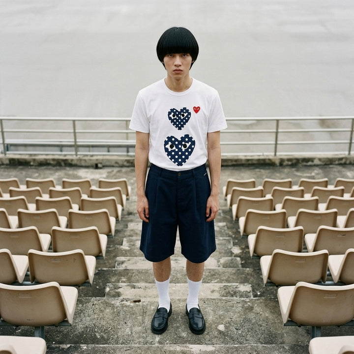 Polka Dot Double Heart Short Sleeve Tee | Comme des Garçons PLAY | Club21 - lifestyle