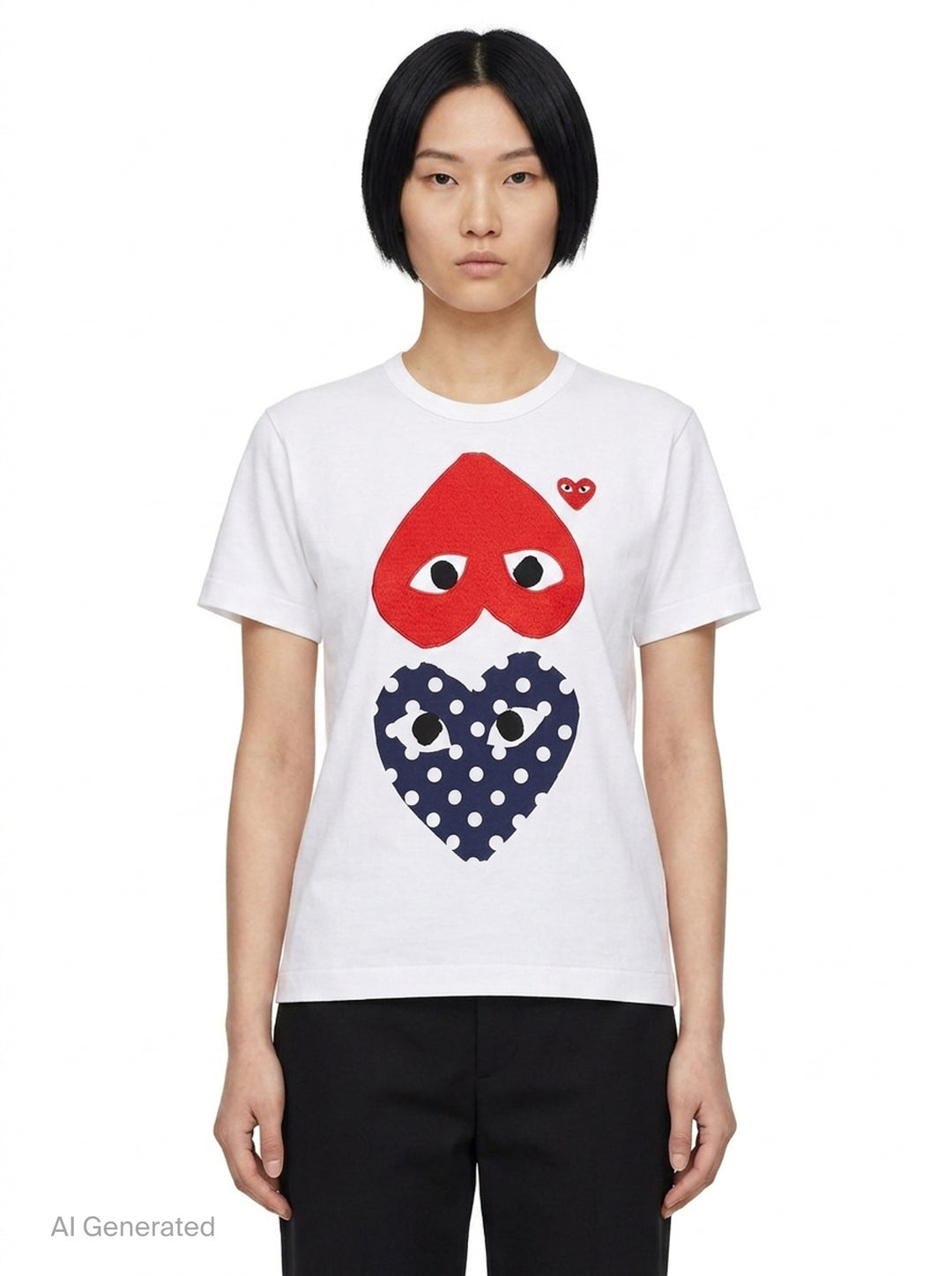 Polka Dot Double Heart Tee | Comme des Garçons PLAY | Club21 - front