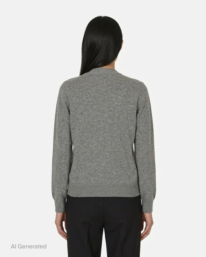 Comme des Garçons PLAY black V-neck cardigan with white buttons and an embroidered pink heart emblem on the chest - back