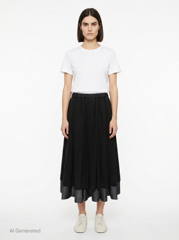 Pleated Drawstring Midi Skirt | Comme des Garçons | Club21 - front