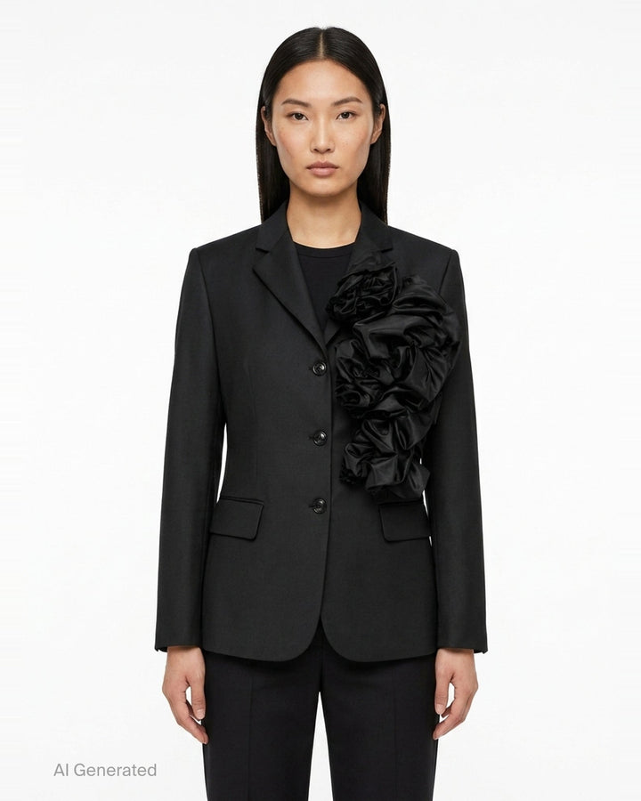 Ruffled Satin Appliqué Blazer | Comme des Garçons | Club21 - front