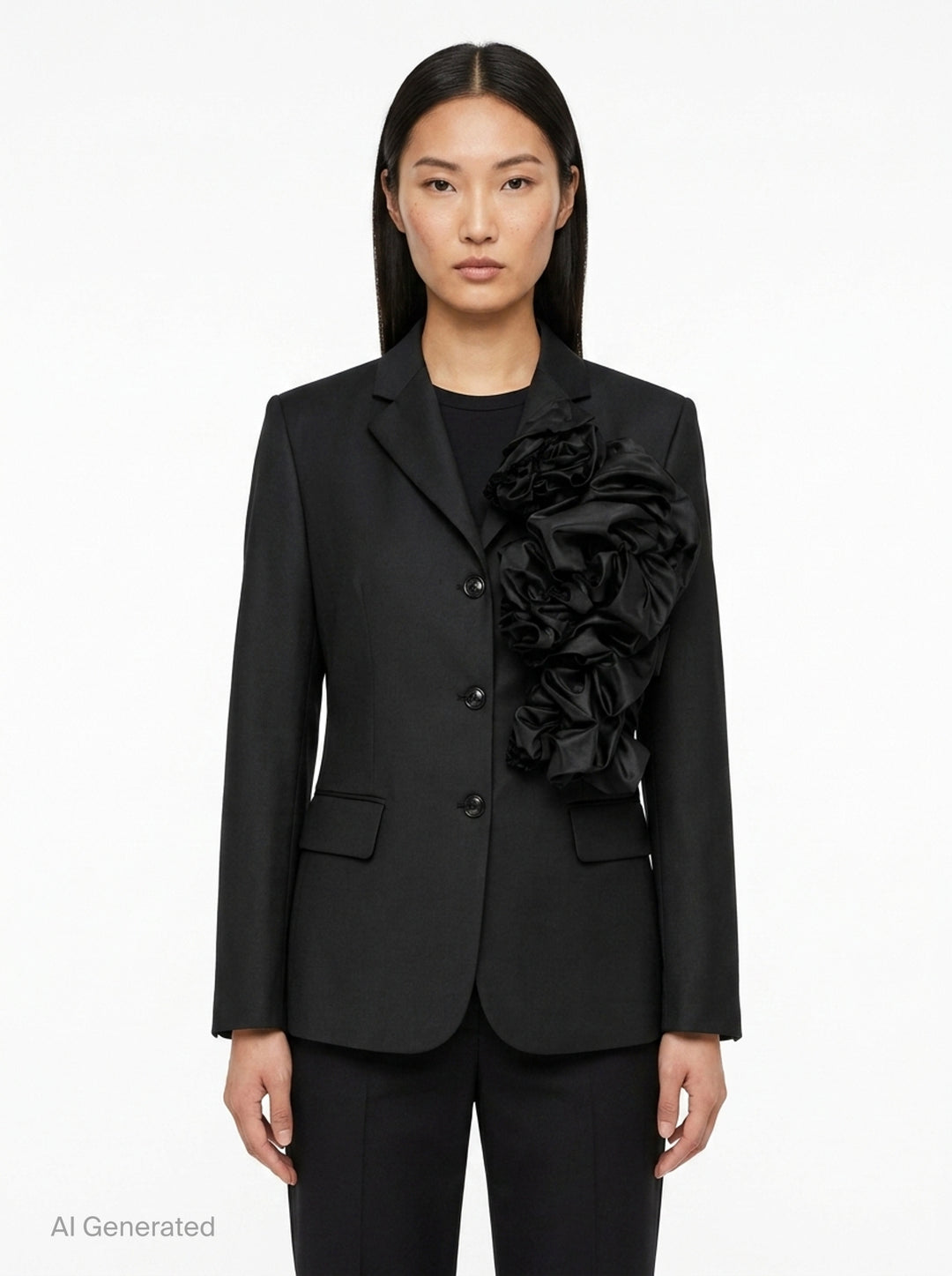 Ruffled Satin Appliqué Blazer | Comme des Garçons | Club21 - front