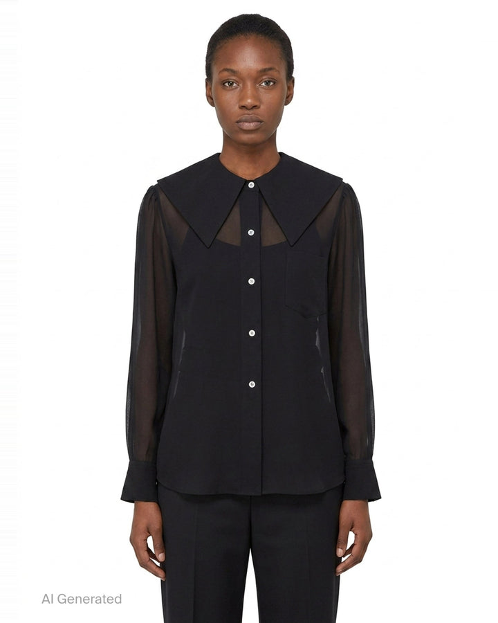 Sheer Blouse With Oversized Collar | Comme des Garçons | Club21 - front