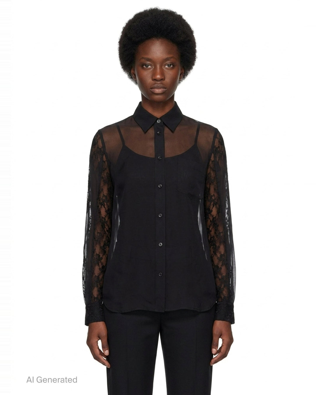 Sheer Lace Panel Blouse | Comme des Garçons | Club21 - front