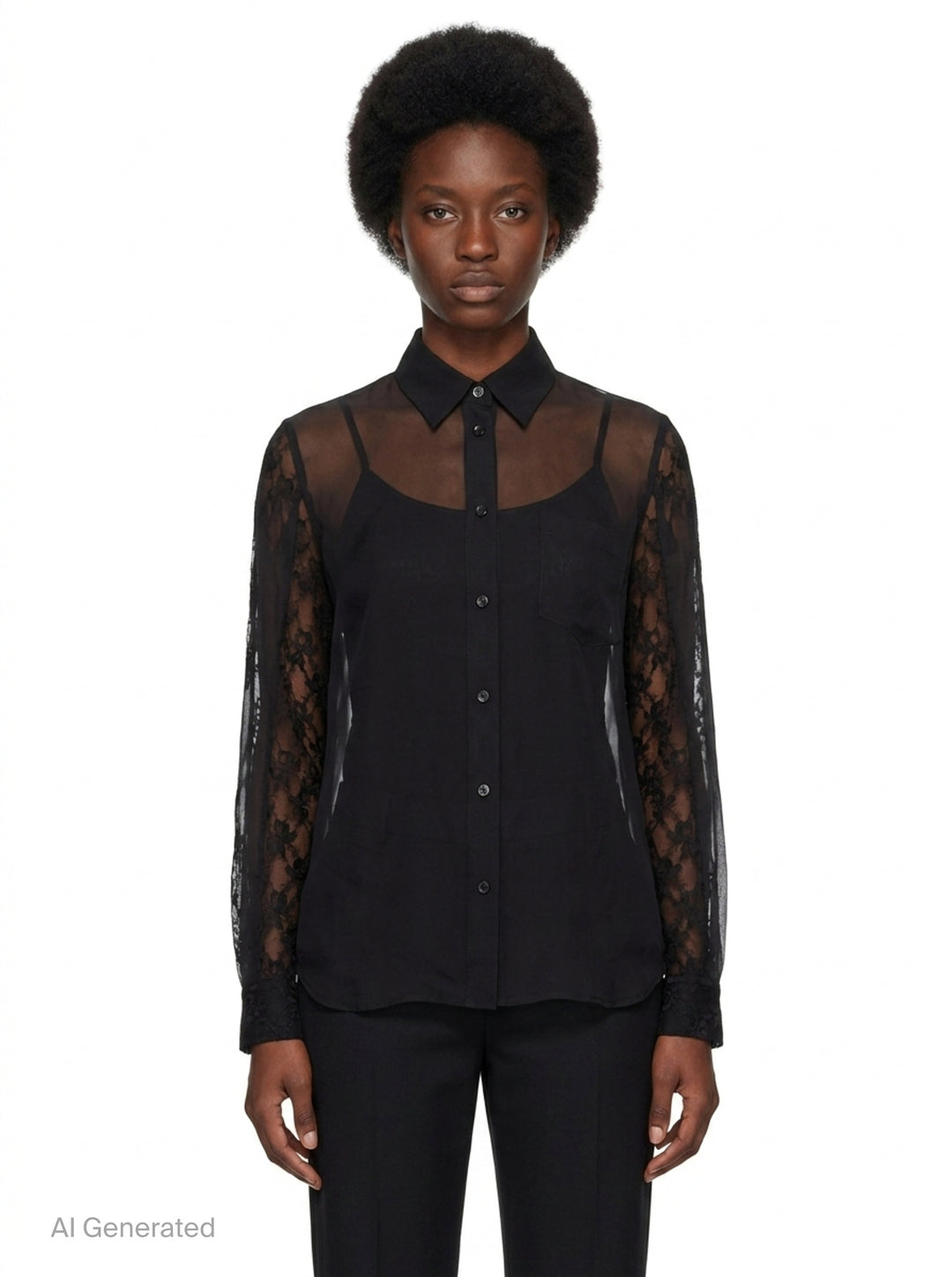 Sheer Lace Panel Blouse | Comme des Garçons | Club21 - front