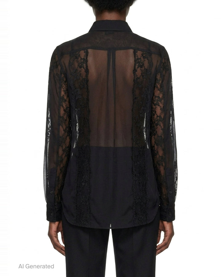 Sheer Lace Panel Blouse | Comme des Garçons | Club21 - back