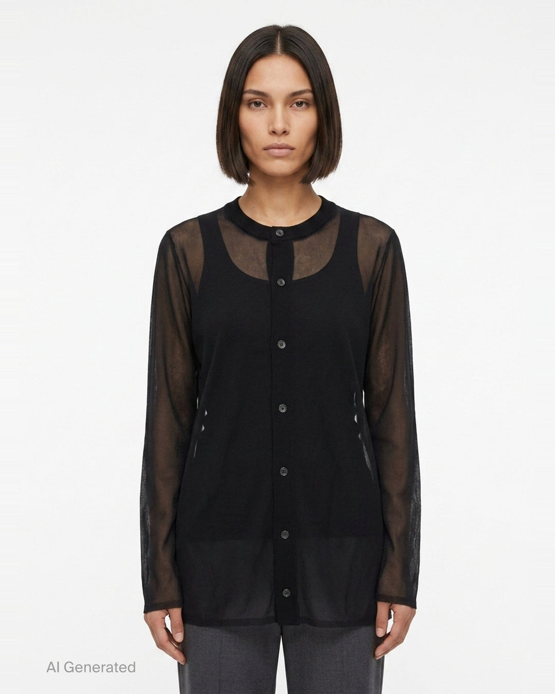 Sheer Layered Button-Up Shirt | Comme des Garçons | Club21 - front