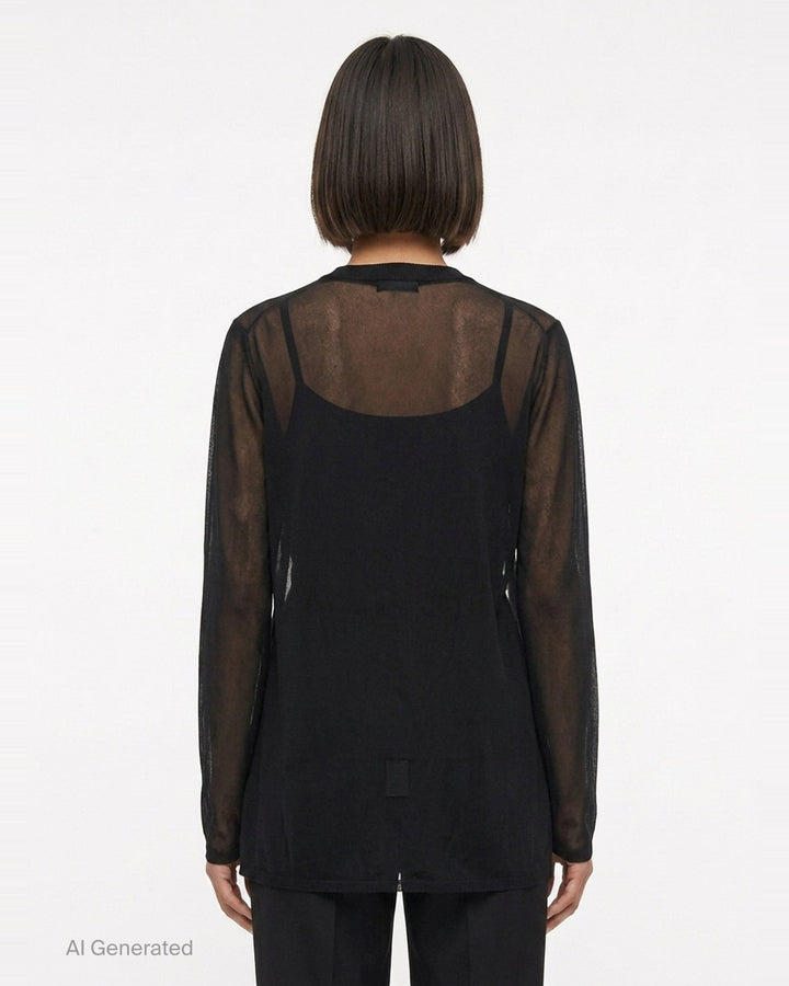 Sheer Layered Button-Up Shirt | Comme des Garçons | Club21 - back