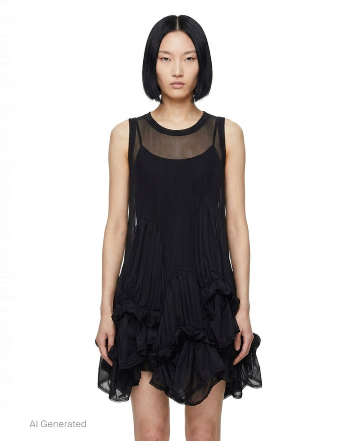 Sheer Layered Ruffle Dress | Comme des Garçons | Club21 - front