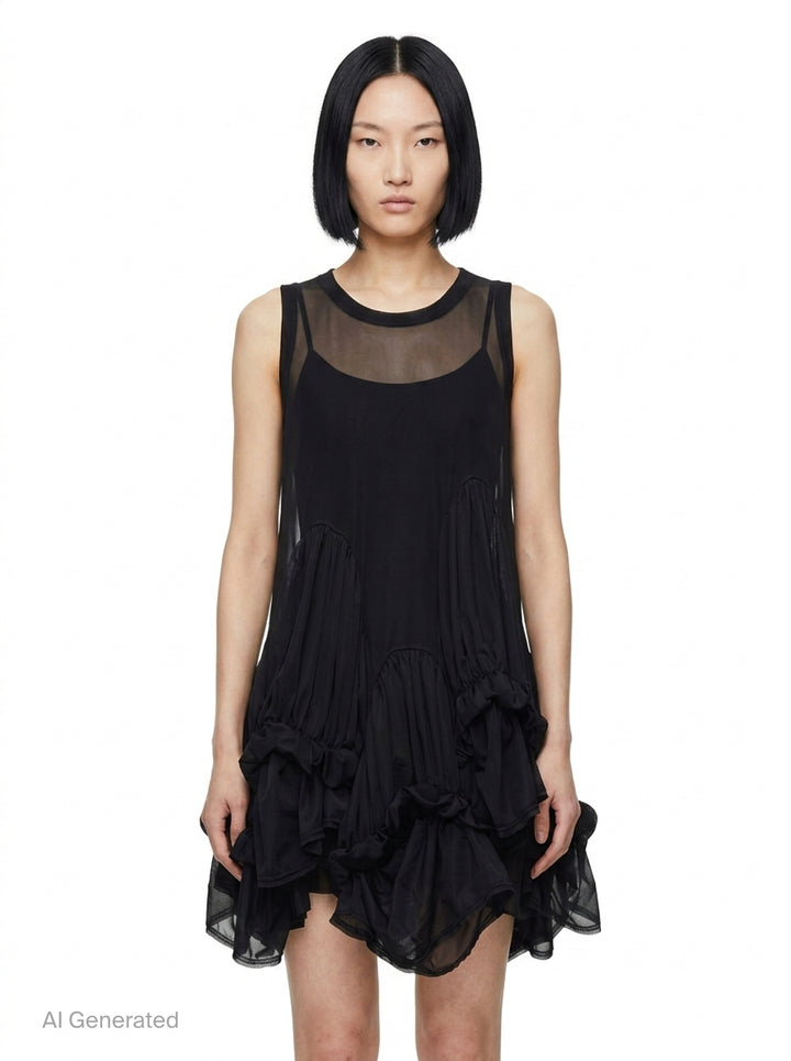 Sheer Layered Ruffle Dress | Comme des Garçons | Club21 - front
