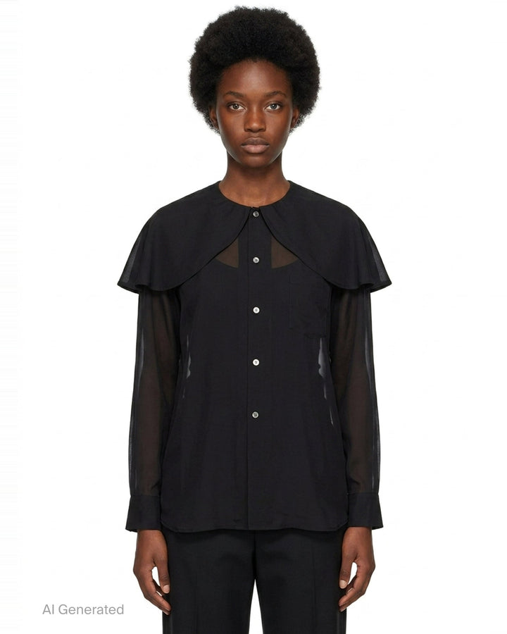 Sheer Oversized Frill Blouse | Comme des Garçons | Club21 - front