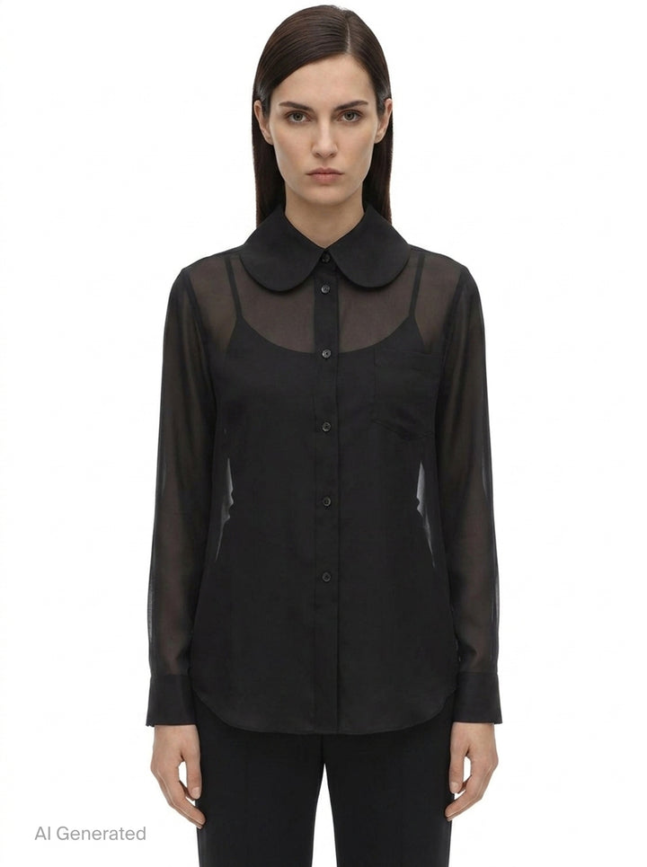 Sheer Peter Pan Collar Blouse | Comme des Garçons | Club21 - front