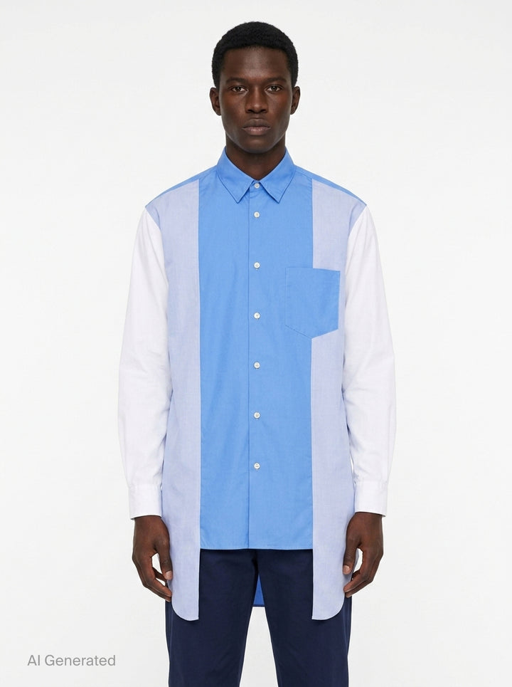 Colour Block Panelled Long Sleeve Shirt | Comme des Garçons SHIRT | Club21 - front