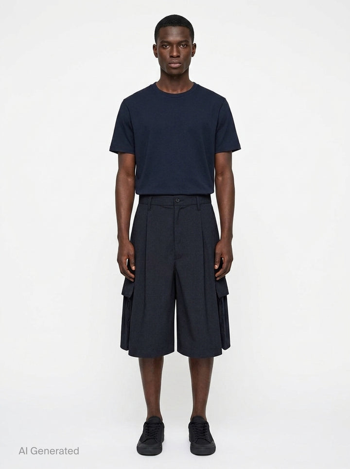 Pinstripe Cargo Shorts | Comme des Garçons SHIRT | Club21 - front