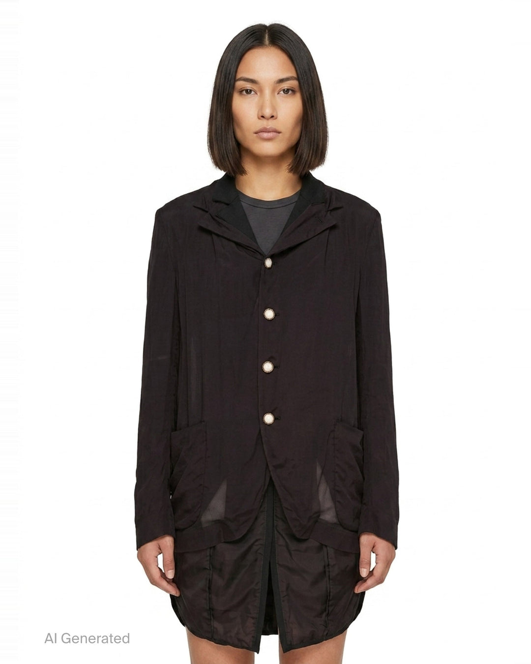 Tailored Longline Pointed Hem Jacket | Comme des Garçons | Club21 - front