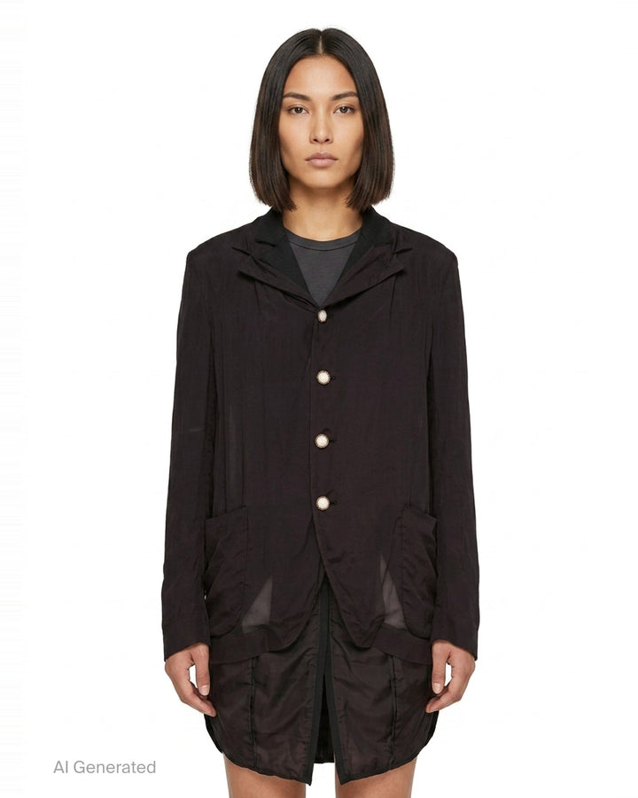 Tailored Longline Pointed Hem Jacket | Comme des Garçons | Club21 - front