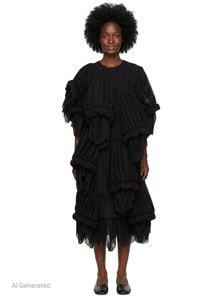 Tiered Draped Cascading Dress | Comme des Garçons | Club21 - front