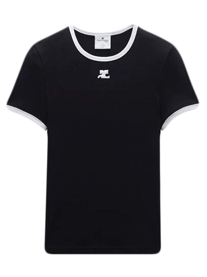 courreges-Bumpy-Contrast-T-Shirt-Black-1