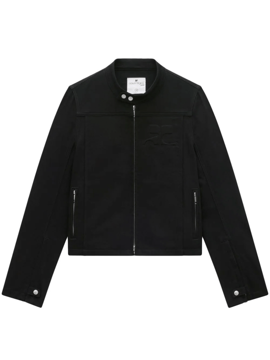 Iconic Black Denim Biker Jacket