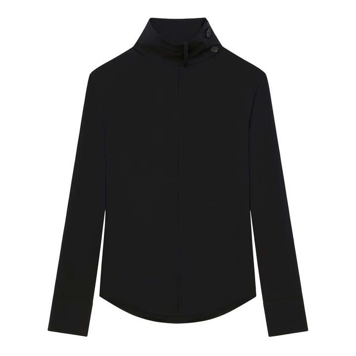 Scarf Mockneck Cotton Blouse