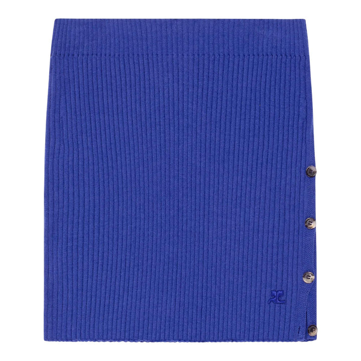 Club21 - courreges - Buttoned Light Rib Mini Skirt - SKIRTS - Blue