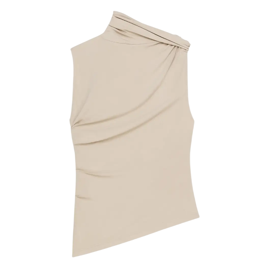 courreges_Draped_Crepe_Jersey_Top_Beige