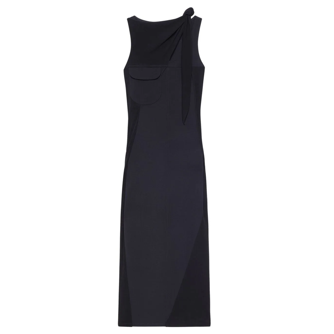 courreges_Knot_Tailored_Wool_Long_Dress_Black