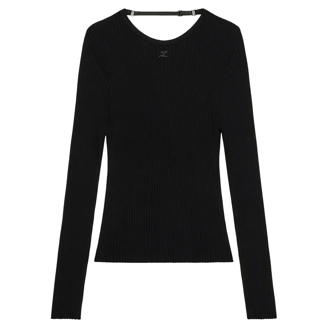 Lingerie Strap Rib Knit Sweater