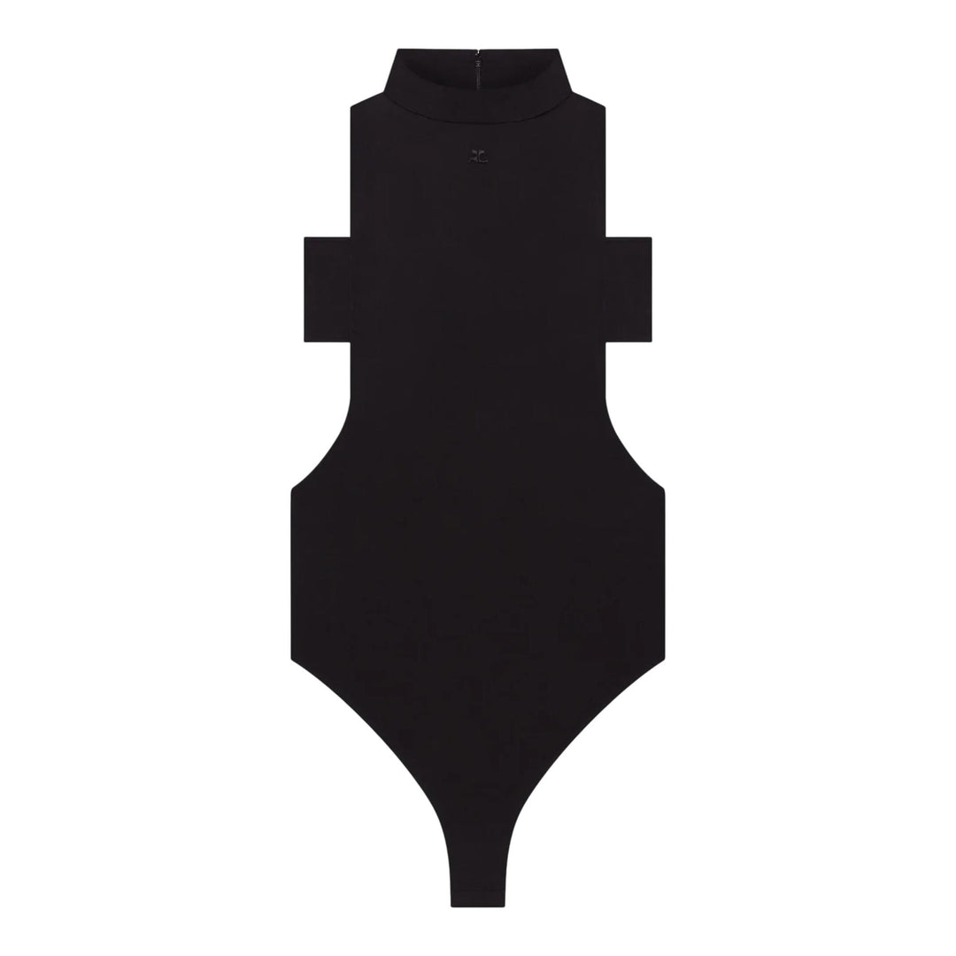 Club21 - courreges - Mockneck Crepe Jersey Bodysuit - BODYSUITS - Black