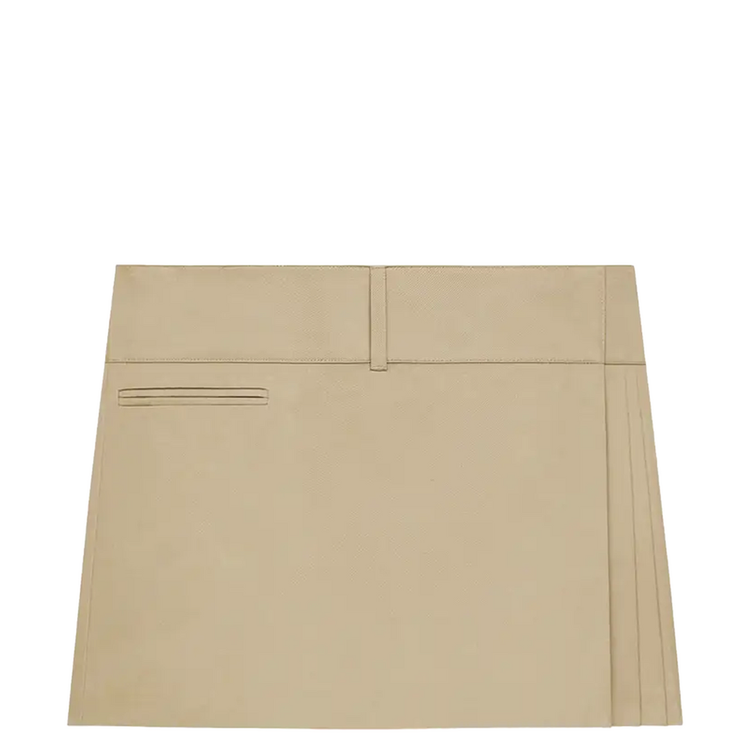 Pleated Belted Polycotton Mini Skirt