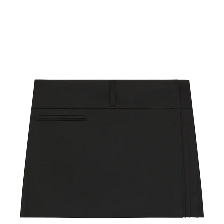 Pleated Belted Polycotton Mini Skirt