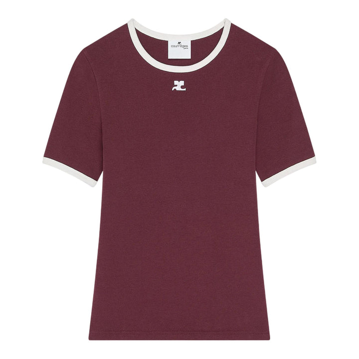 Club21 - courreges - Signature Contrast T-Shirt - TEES - Burgundy