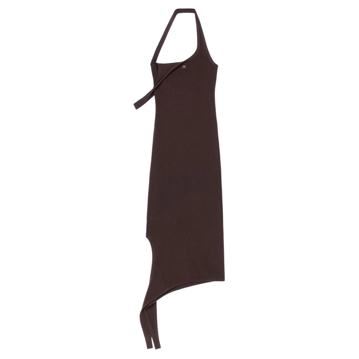 courreges_Undressed_Rib_Knit_Long_Dress_Brown